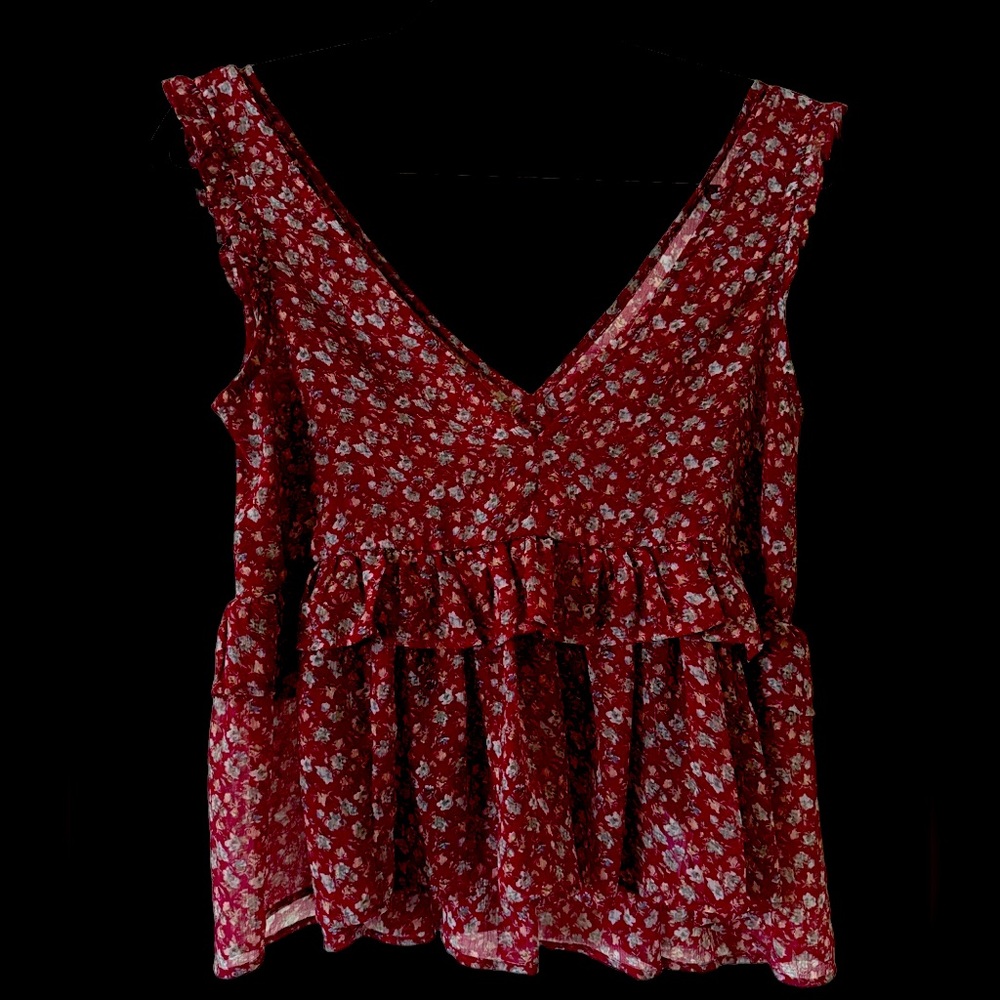 American Eagle Red Floral Top